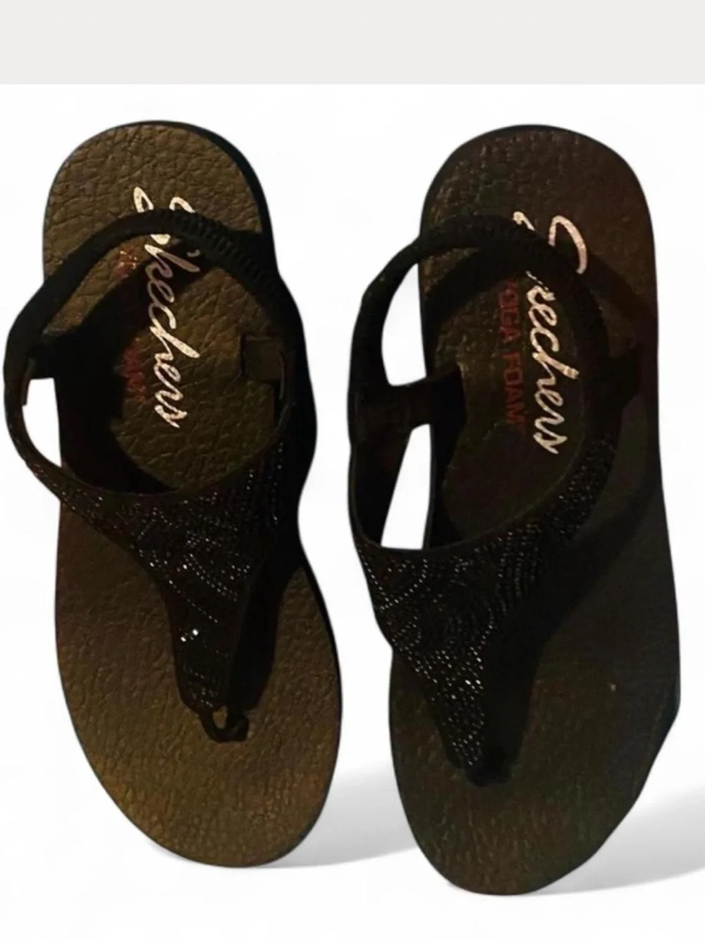 Sketchers rhinestone sling back thong with yoga, Yoga Foam cushioned /Size 9